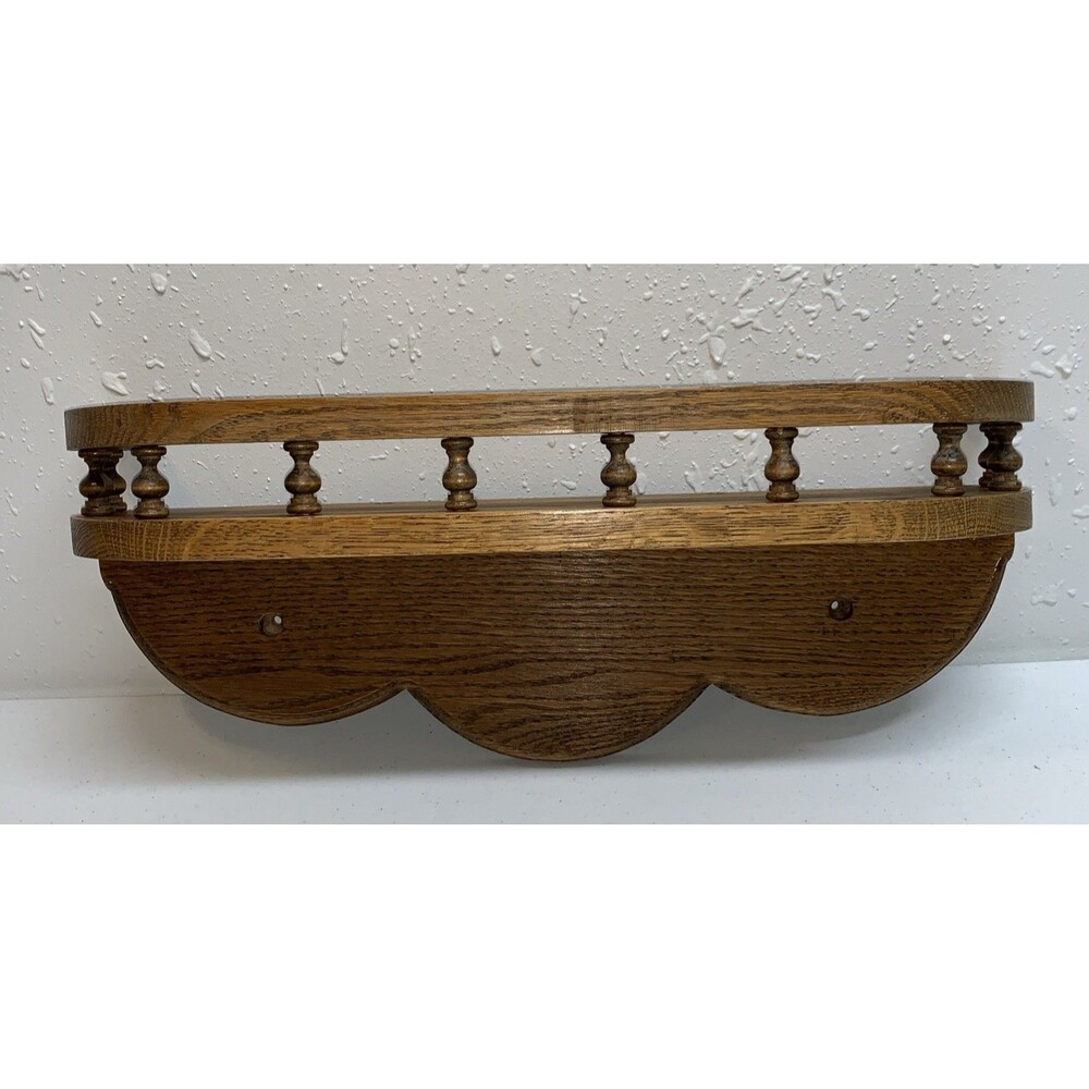 Vintage Wood Shelf Half Round Oak Rail Wall Country Cottage Farmhouse 19 X 5